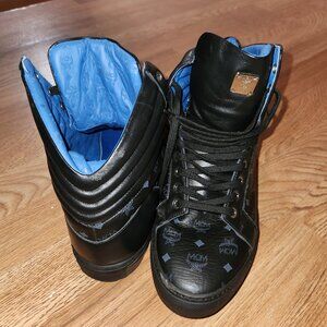 MCM High Top  Black Leather Lace Up Sneakers